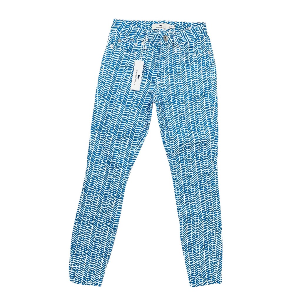 Vineyard Vines Jamie High Rise Jeans Women 26 Blue Chevron Stretch Denim NWT